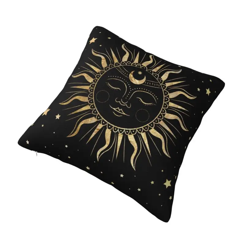 Custom Luxury Sun And Moon Celestial Gold Art Cushion Cover Velvet Pillow Case