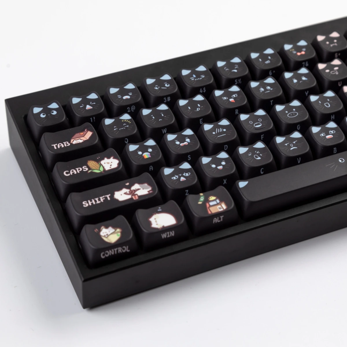 133 Keys Cute Cat Head Shine Through Keycaps Side Printed PBT Double Shot Keycaps MAO Profile For MX Switches Gaming Keyboards