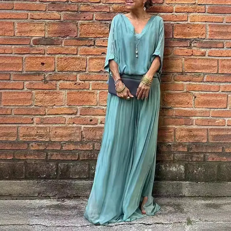 

Seven-quarter Sleeve Trousers Loose Solid Color Chiffon Suit 2025 Autumn And Winter New Clothing Fashion High Street Women's Clo