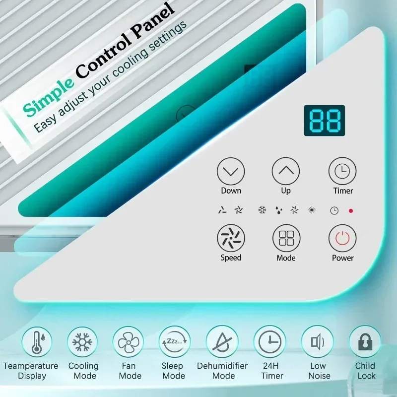 Climatiseurs portables, appareils de refroidissement, unité portable avec ventilateur DeAquarelle et kit de fenêtre inclus