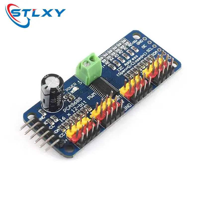 Stlxy PCA9685PW 16 channel 12 bit PWM servo shielded driver I2C interface PCA9685 module, suitable for Raspberry Pi