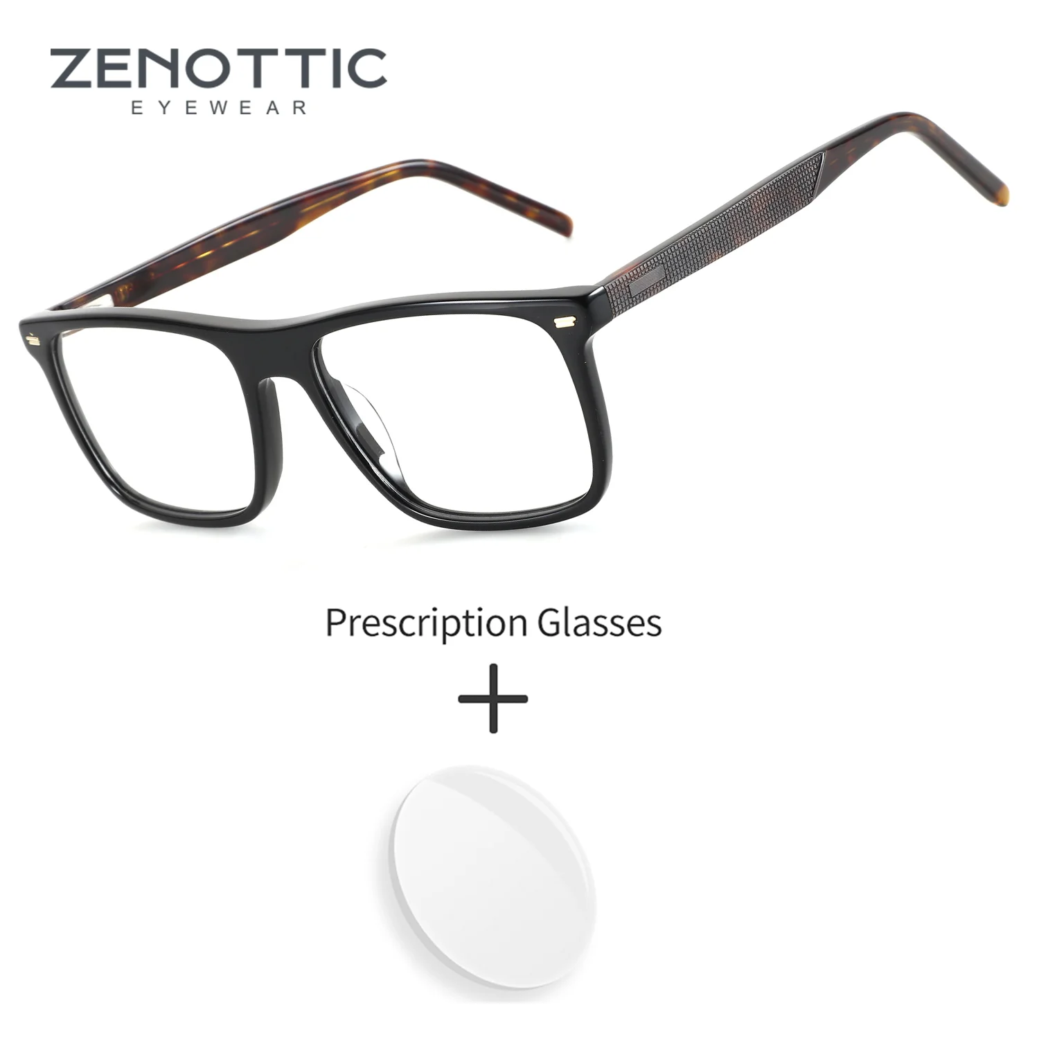 

ZENOTTIC (размер M) мужские квадратные ацетатные очки на заказ, мультифокальные мужские очки по рецепту, фотохромные линзы