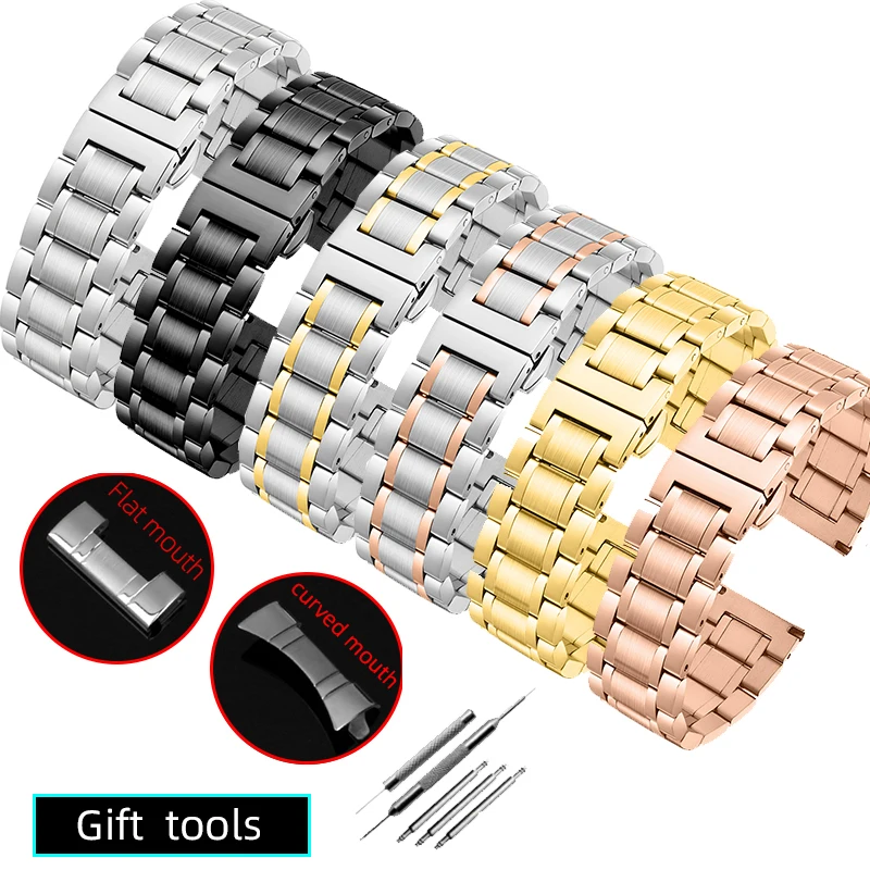 

Curved end stainless steel watchband bracelet watch straps 16mm 17mm 18mm 19mm 20mm 21mm 22mm 23mm 24mm steel banding bracelet