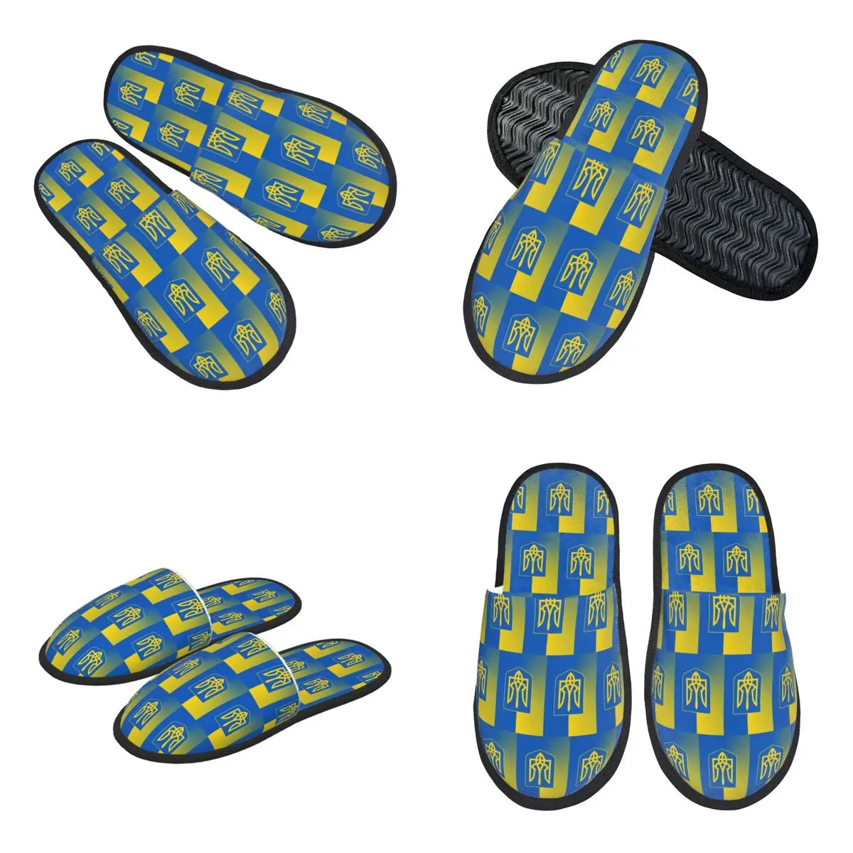 Custom Flag Of Ukraine Slippers Memory Foam Warm Soft Women House Slipper Bedroom Fluffy Shoes