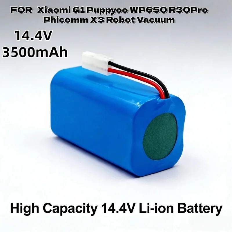 

Long Runtime 14.4V 2600-4000mAh Li-ion Battery Replacement for Xiaomi G1 Puppyoo WP650 R30Pro Phicomm X3 Robot Vacuum Cleaner