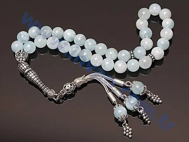 IQRAH Aquamarine Stone Rosary (925 SETTING SILVER 8mm)