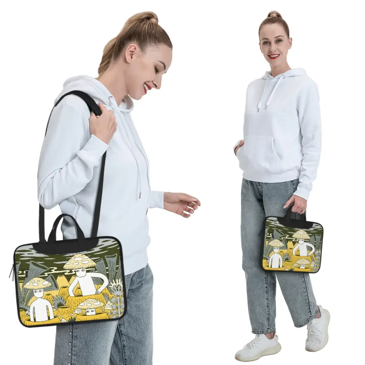 Mushroom Men Crossbody Laptop Bag Case Computer Bag 13 14 15.6 Inch Notebook Pouch for Macbook Pro Lenovo