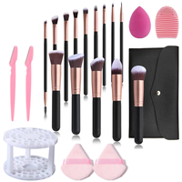 Professional 14Pcs Makeup Brush Set Eye Shadow Foundation Contouring Highlight Setting Powder Blending Makeup Sponge Powder Puff