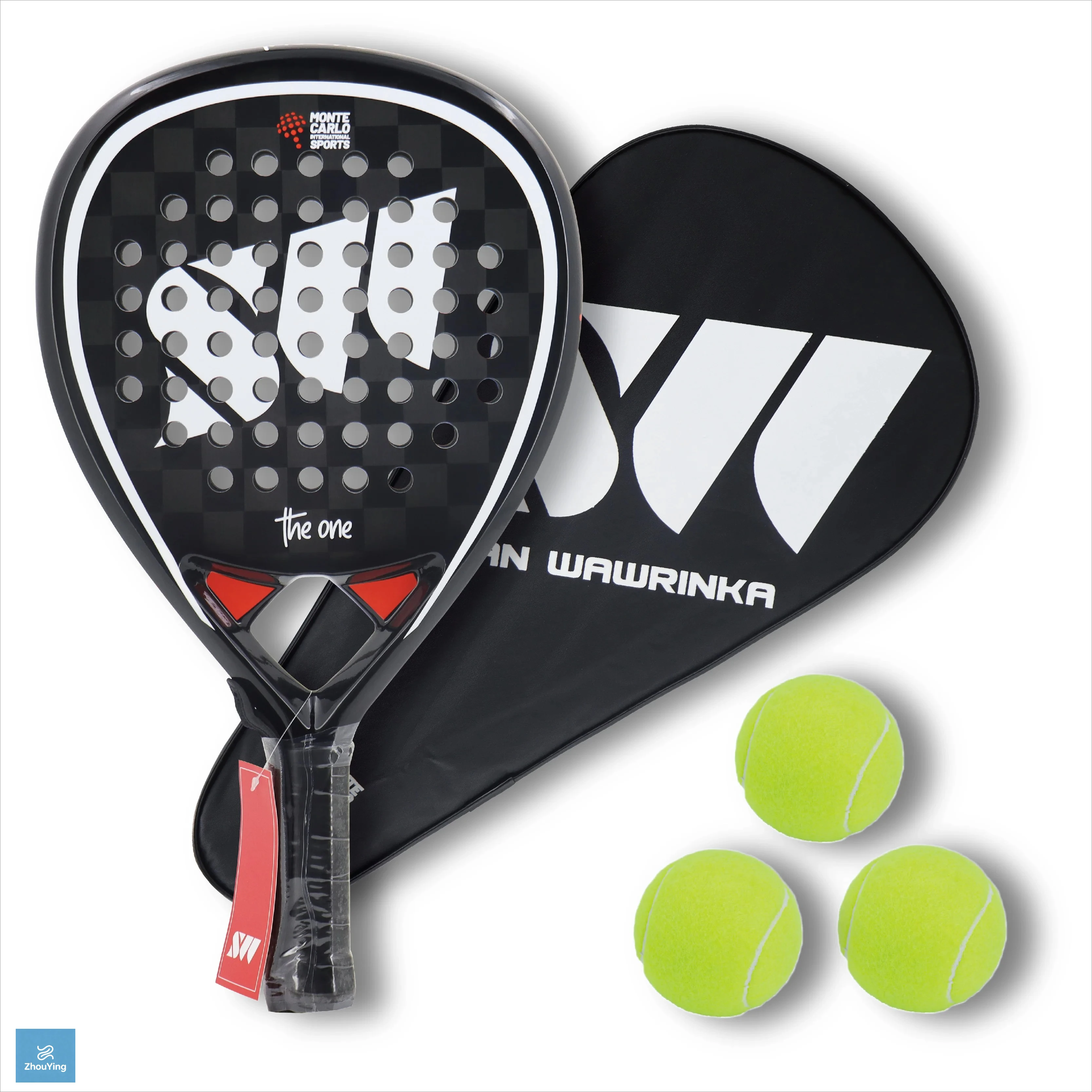 

3K/18K Carbon Fiber Padel Racket, Teardrop Shape with EVA Soft Surface, Comes with Storage Bag