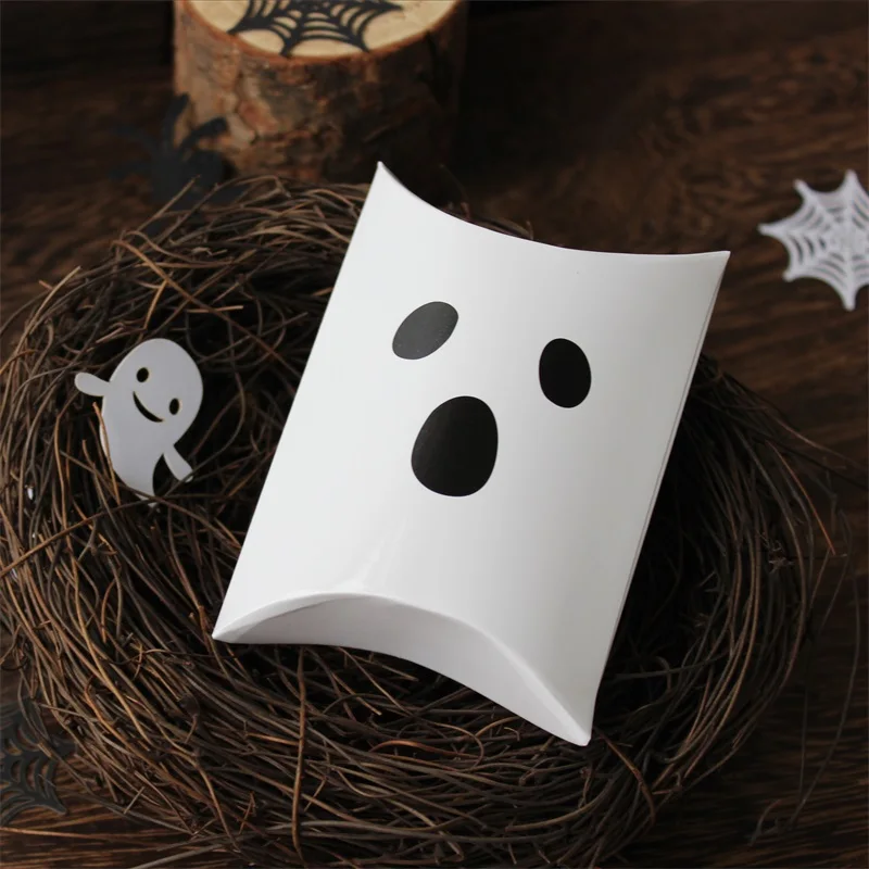 10 Stück Halloween-Kissenförmige Süßigkeitenbox Geschenkbox, Halloween-Kürbis-Geister-Hexen-Geschenkbox – Detail 9