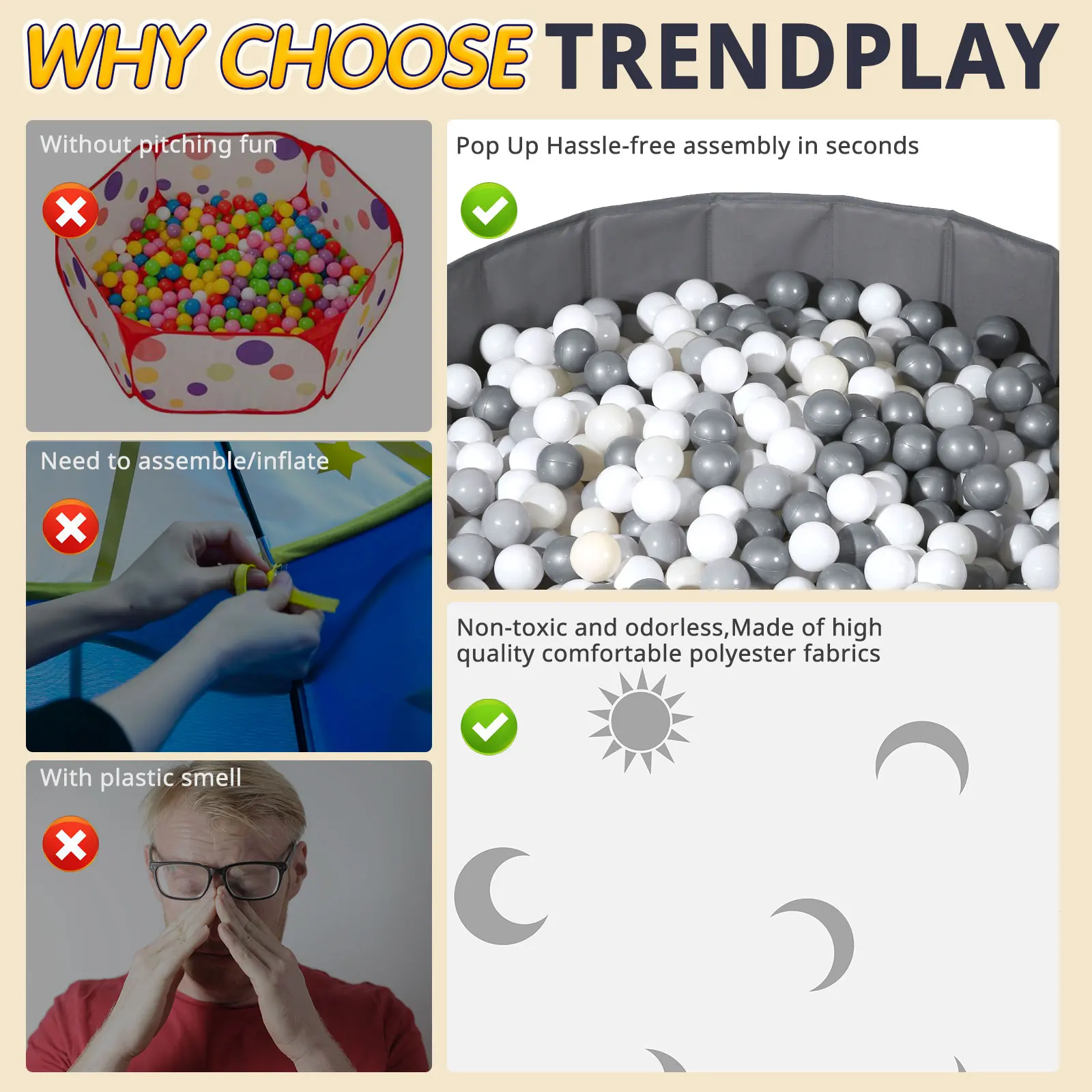 Piscina de bolas plegable con patrón, poliéster duradero, interacción entre padres e hijos, regalos para niños (sin bolas), 1 Uds.
