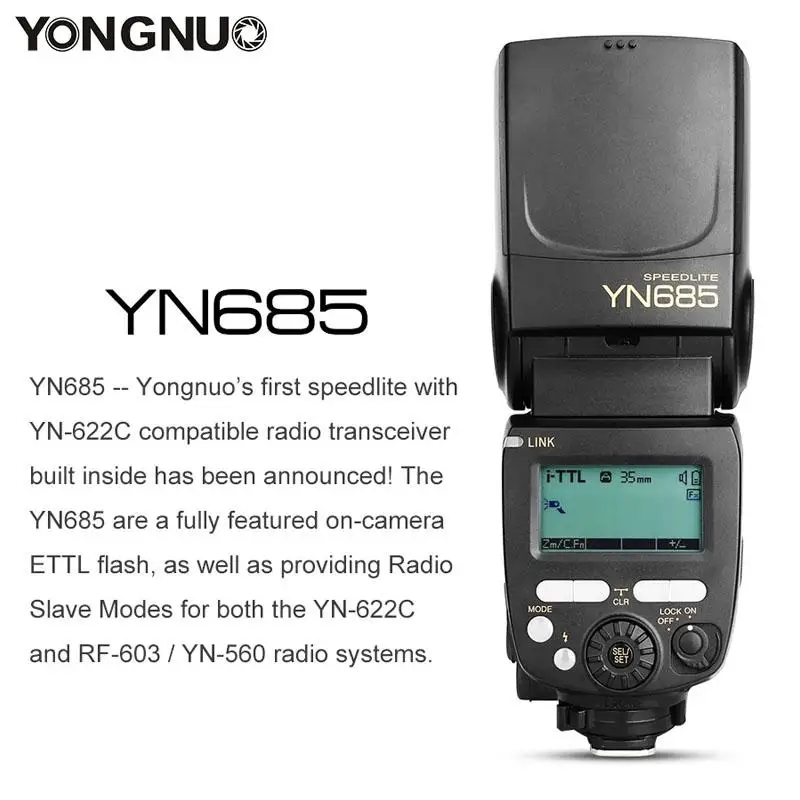 YONGNUO YN685 GN60 2,4G Беспроводная TTL HSS 1/8000S Speedlite YN685C YN685N Радиовебная вспышка для камеры Canon/Niko