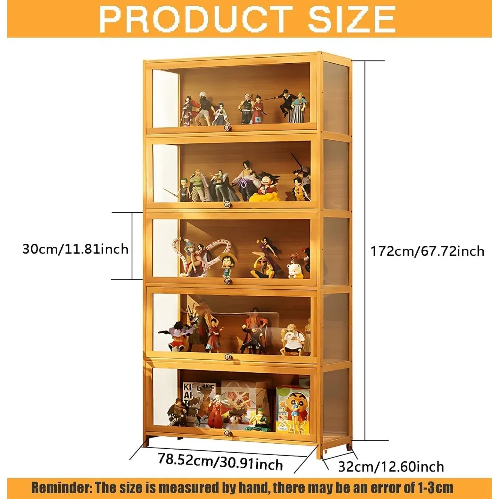 Display Cabinet with Acrylic Doors, 5-Tier Curio Display Case for Figures, Collectibles Toy Organizers Rack & Display Shelf, Kid
