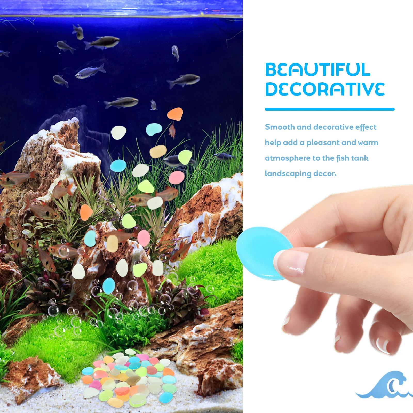 

1 Bag Night Glow Resin Aquarium Stones Aquarium Gravel Terrarium Rocks Fish Tank Decoration Landscaping Rocks Fish Tank Gravel