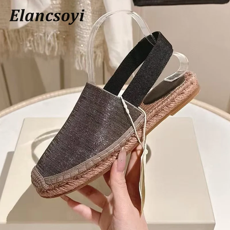 Fisherman's Shoes Women String Bead Round Toe Flat Sandals Hemp Rope Weaving Thick Sole Sandalias Summer Mules Vacation Shoes