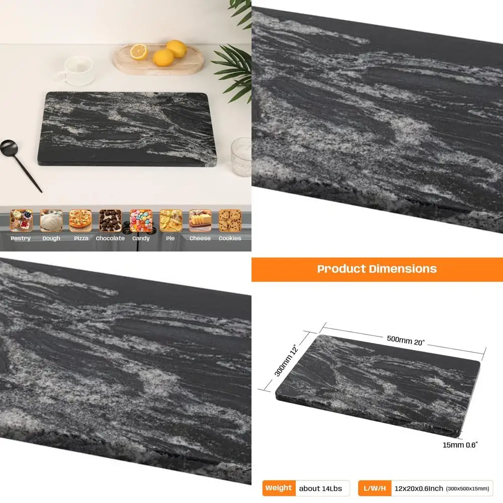 

Сверхмощная разделочная доска для теста из черного мрамора и шоколада, 12x20x0,7 дюйма, упаковка из 1 шт.