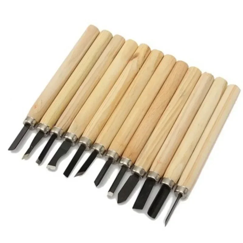 12pcs Professional Wood Carving Chisel Knife Hand Tool Set For Basic Detailed Carving Woodworkers Gouges