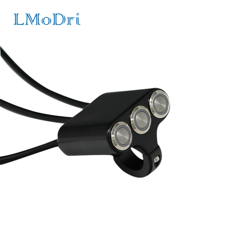 

LMoDri Motorcycle Switch 22mm Handlebar Mount Switches Headlight Hazard Brake Fog Light ON-OFF Aluminum Alloy With Indicator DIY