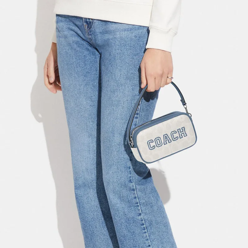 COACH Jamie Artificial Leather Wrist Bag Clutch Handbag Small Women's Chalk White & Indigo CB851-SVUOB view 4