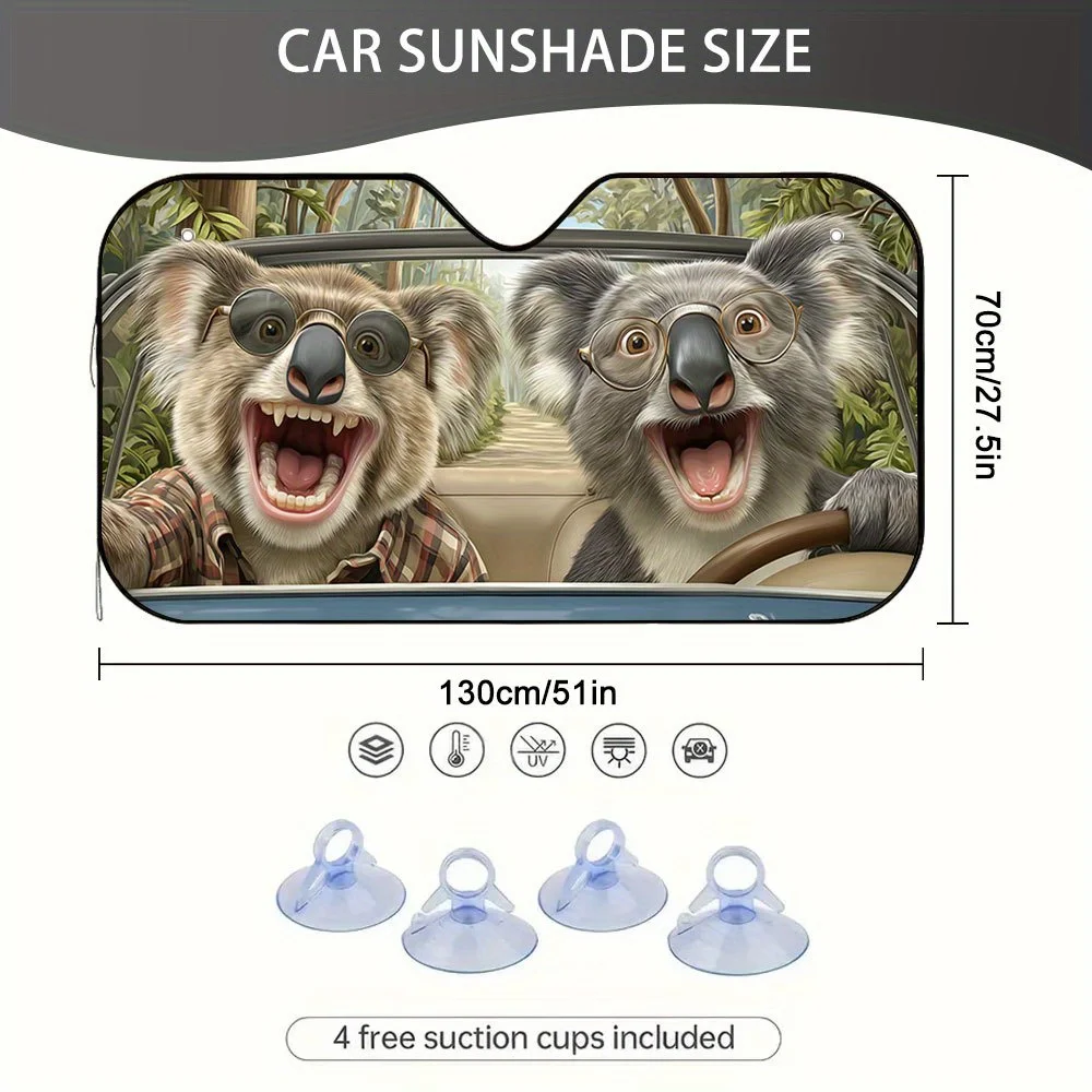 1pc Koalas Road Trip Multi-Functional Car Sun Shade, Suitable For Any Season, Keeps Your Car Comfortable