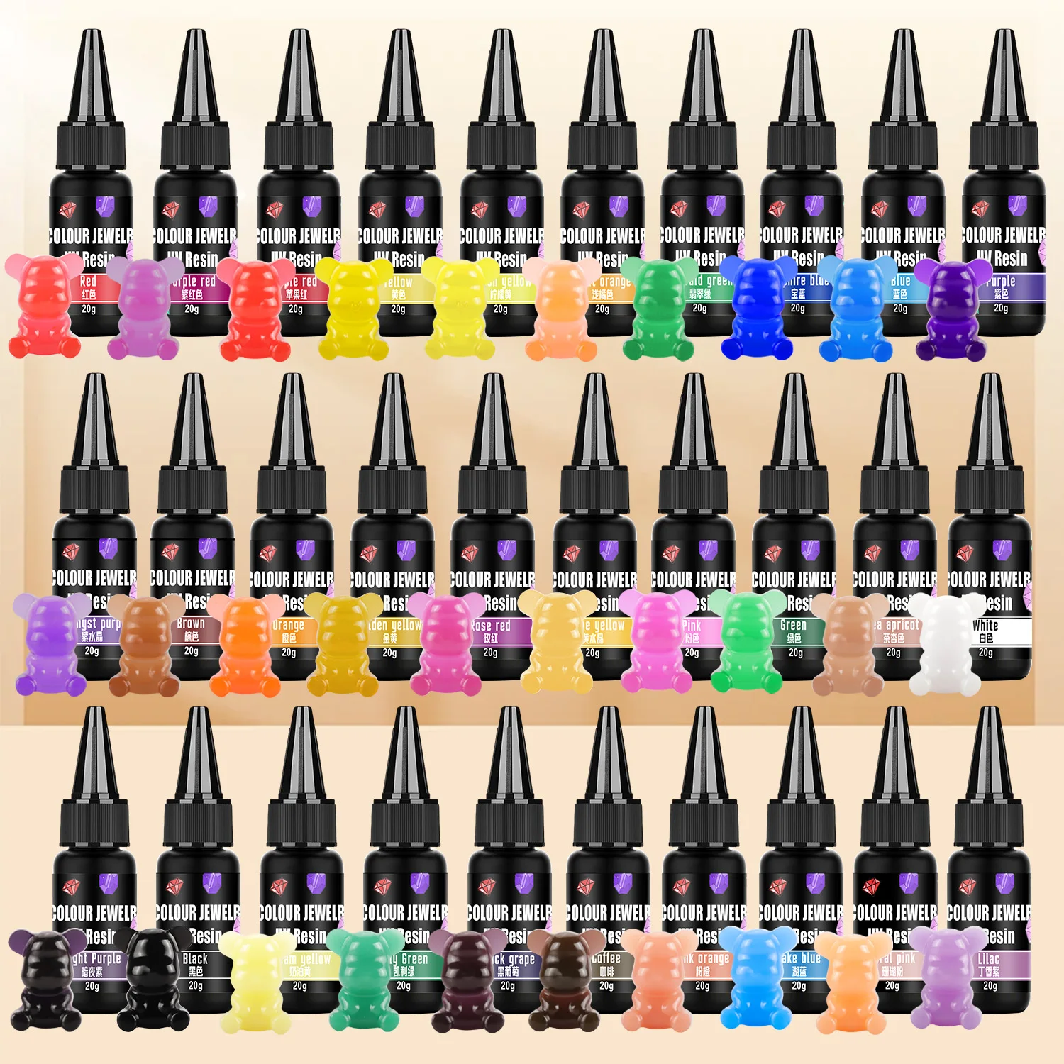 Cola de resina uv colorida, 20g, cura ultravioleta, resina epóxi, cola uv, led, lanterna roxa noturna, caneta uv, ferramentas de resina, fabricação de jóias