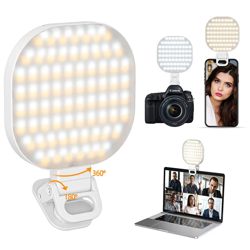 LED Phone Light Selfie Light Rechargeable Video Light for Phone Camera Laptop iPad Light Phone Video Conference TikTok Vlog