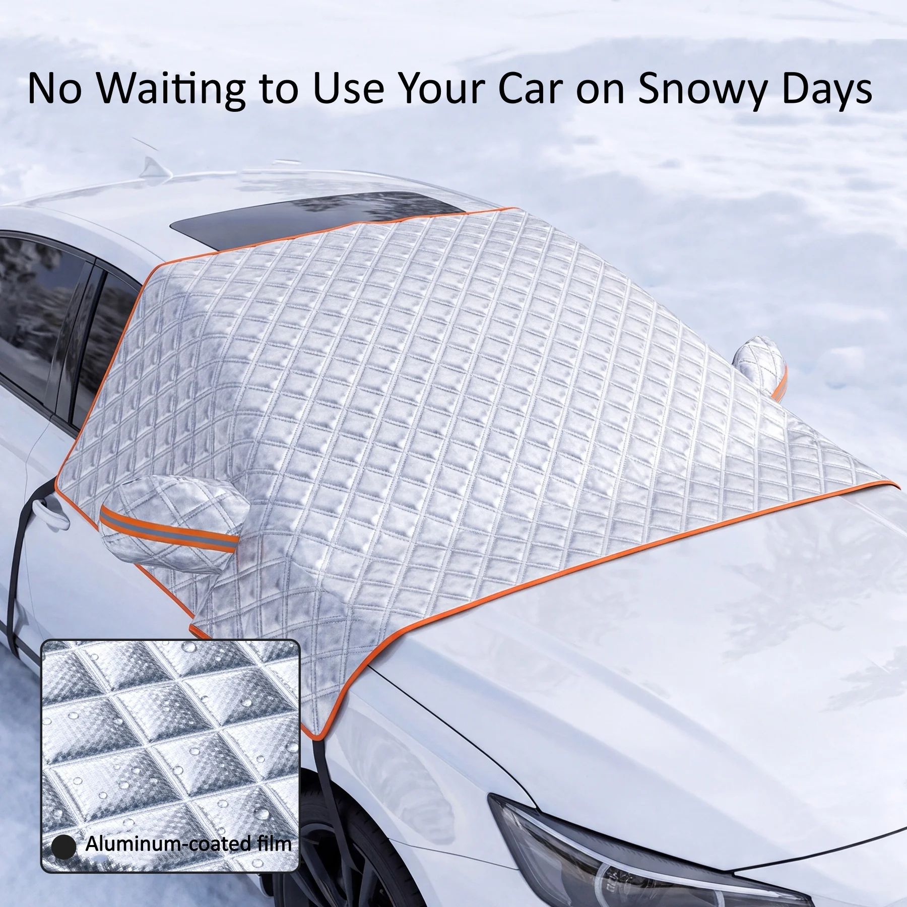 Winter Car Windshield Snow Cover for Cars and SUV Car Front Windscreen Cover Frost Cover Sun Protection Aluminum-Coated