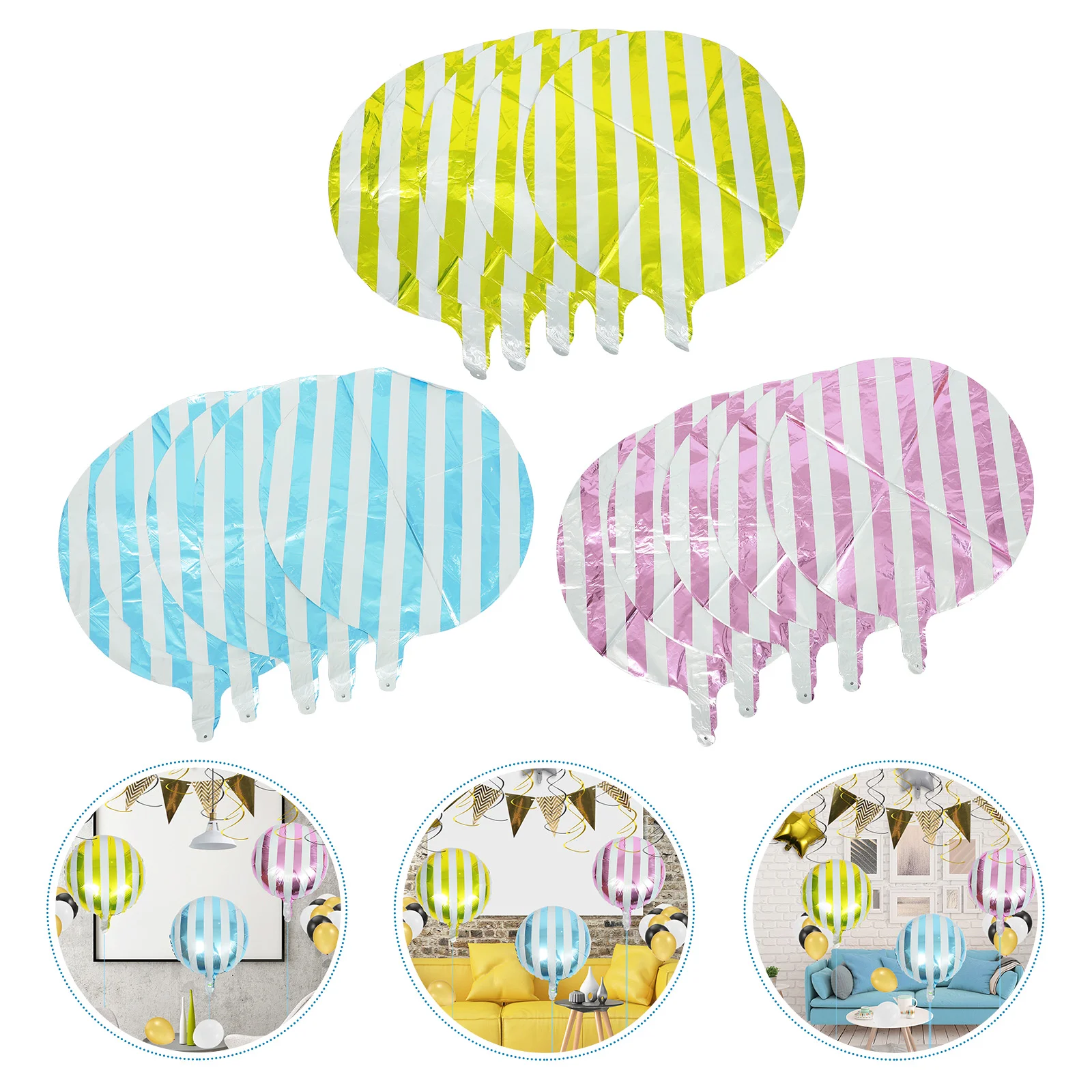 

15 Pcs Round Striped Balloon Wedding Decor Aluminum Film Photo Birthday Balloons Decorative Party Baby Foil Decoration