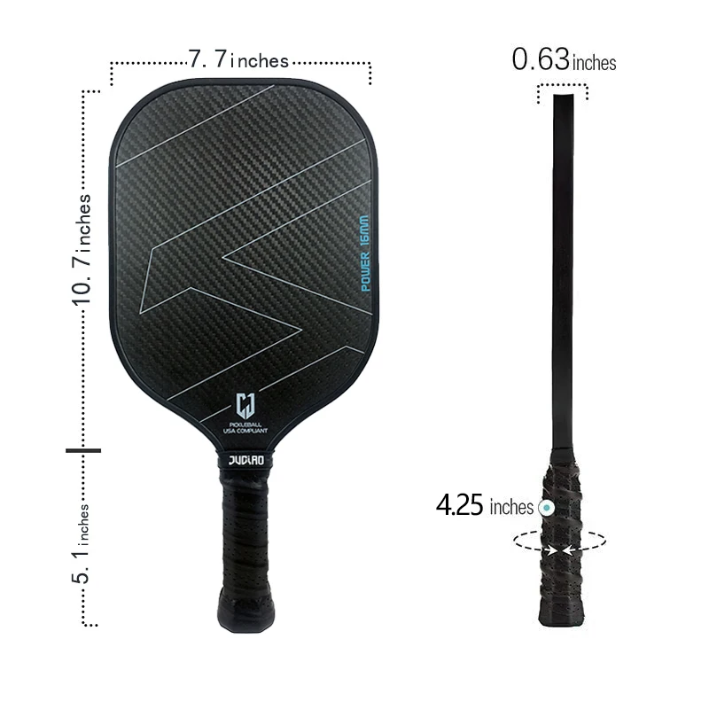 Juciao-Carbon Fiber Pickleball Paddle, 3K, polipropileno, Honeycomb Core, Pickle Ball Paddle para homens e mulheres