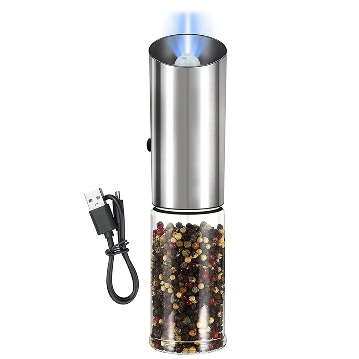 

Pepper Mill Electric Salt Pepper Grinder USB Rechargeable One-Handed Operation Adjustable Salt Peppercorn Shakers