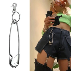 1PCS Punk Big Stainless Steel Safety Pin Harajuku Cool Hip Hop Key Chain Metal Pendant Keychain For Women Men Jeans Accessories