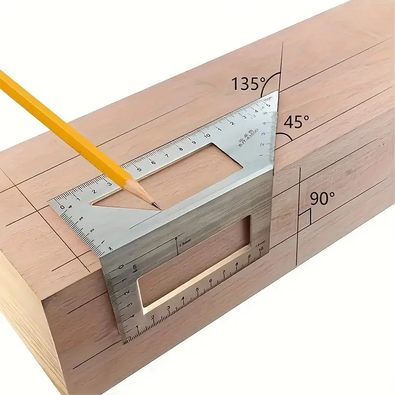 Multifunktionales Winkellineal, 45–90 Grad, Aluminiumlegierung, präzise Holzbearbeitung, quadratisches Winkellineal, Markierungslehre, Tischlerwerkzeug – Detail 5