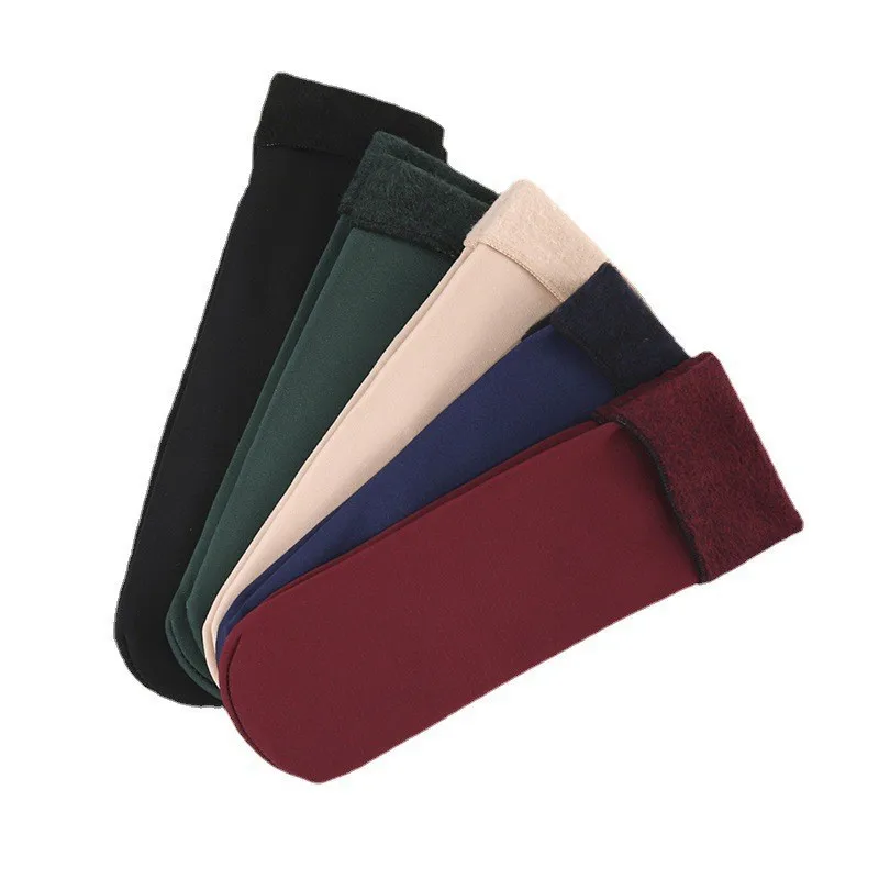 1 Pairs المرأة الشتاء سميكة العزل قصيرة الكشمير الجوارب النايلون الثلوج المخملية التمهيد بلون عالية الجودة المرأة جوارب يمكن السير بها على الأرض #6