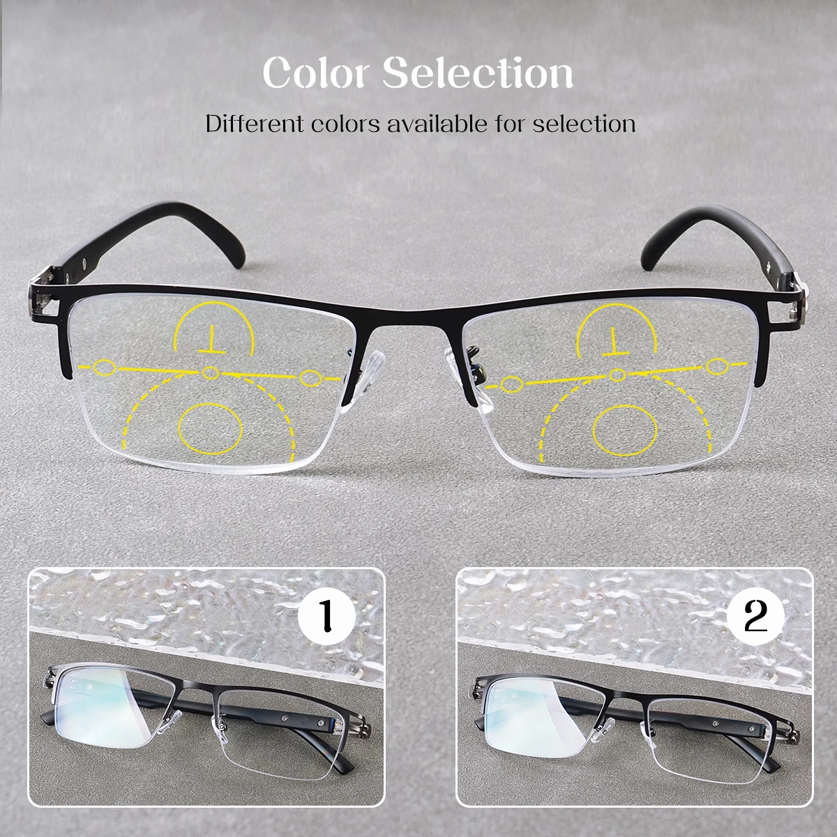 Gafas de lectura multifocales progresivas clásicas para hombre, montura ultraligera con patillas flexibles, lentes transparentes de marca de diseñador de lujo