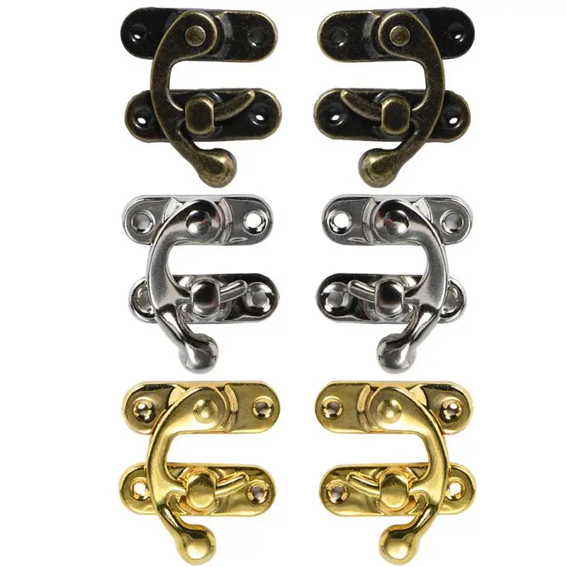 Hasp Latch Lock 2pcs Brass Retro Clasp Latch For Antique Box Vintage Style Left And Right Hook Latch For Jewelry Box Toolbox Or