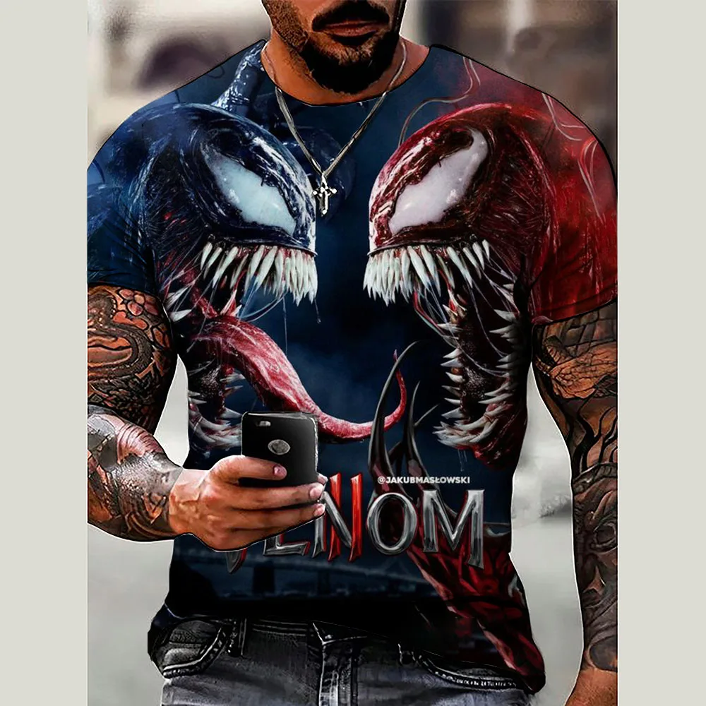 

Spider-Man Men's T-shirt Venom Short Sleeve Marvel 3D Printed T-shirt Fashion Oversized Men's T-shirt Summer New Men's Clothing