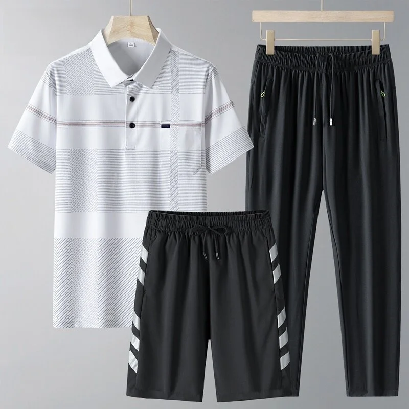 tucano-2026-summer-ice-silk-men's-sport-set-dad-clothes-short-sleeve-t-shirt-and-shorts-polyester-fiber-elastic-fiber-shorts