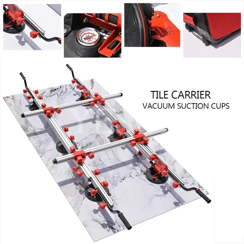 High Load Capacity Lifter Tool with Electric Vacuum Suction Cups for Transporting Large and Heavy Stone Slabs and Tiles