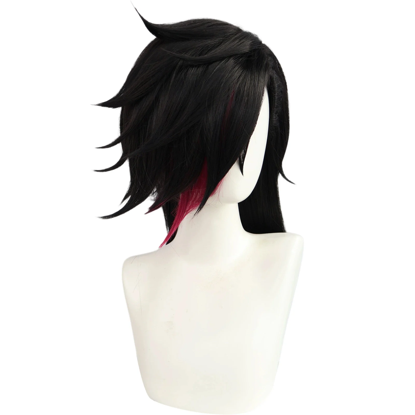Jeu Arcane Saison 2 Vi Jinx Cosplay Perruque, Cheveux Noirs et Rouges pour Femmes et Hommes, Halloween Carnaval ixLOL Py Play Perruques