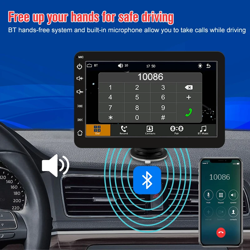 Universal 7inch Car Radio Multimedia Video Player Wireless Carplay Wireless GPS Navigation Apple Android Auto Touch Screen