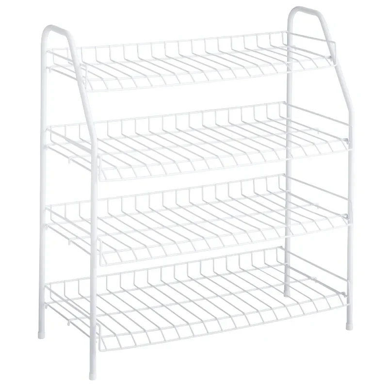 Freestanding 4-Tier Wire Shelf Shoe Rack and Organizer, White