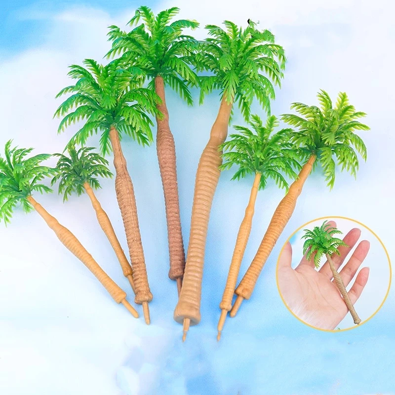 10pcs/15pcs Tropical Plant Palm Tree Coconut Tree Seaside Beach Scenery HO O N Z Model Landscape Miniature Terrain Accessories