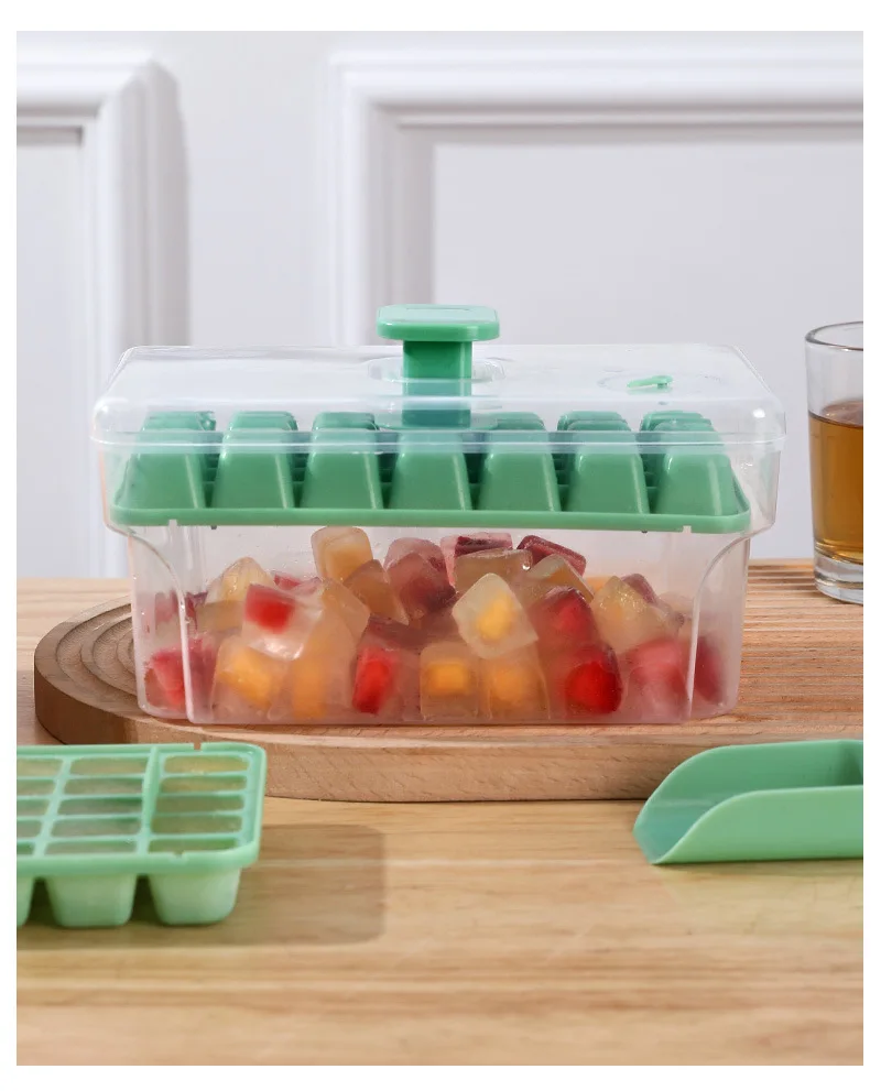 One-Click Press Plastic Ice Grid Mold Quick-Freezing Household Ice Box Storage Tool Easy Demold Ice Cream Maker