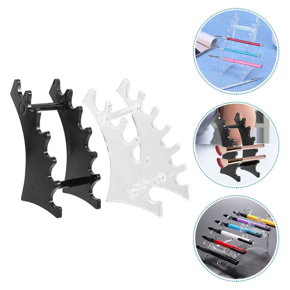 2 pezzi organizer per pennelli per trucco rack in plastica a 6 slot espositore per penne porta pennelli orizzontale stendino espositori per penne