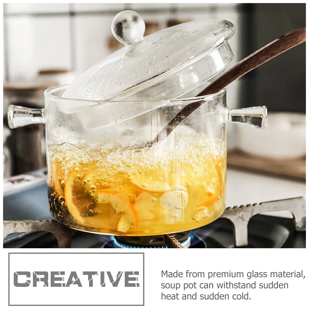 

Термостойкая стеклянная кастрюля для тушения, кастрюля с двойной ручкой для супа, тушеная куриная лапша, кухонная посуда, необходимая