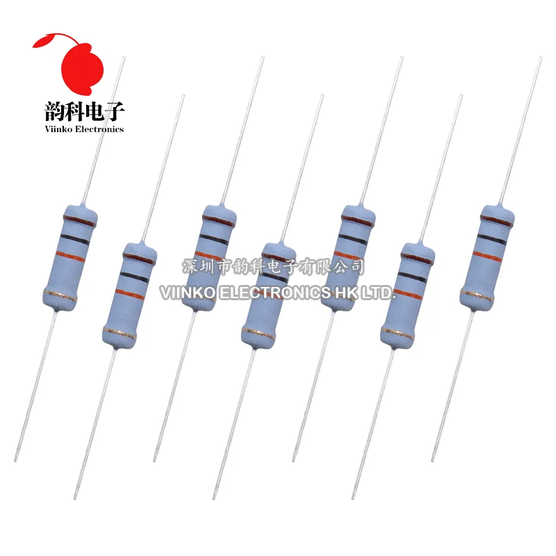 20pcs 2W Metal oxide film Resistor 5% 1R ~ 10M 100R 220R 330R 1K 2.2K 3.3K 4.7K 10K 22K 47K 100K 1M 100 220 330 ohm Carbon Film