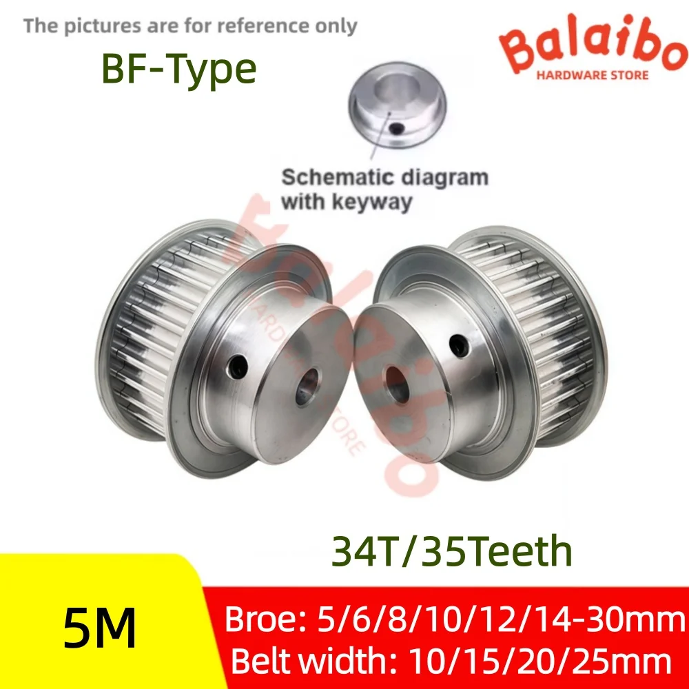 

34T/35Teeth HTD 5M BF Type Timing Pulley Bore 5/6/8/10/12/14/15/16/17/18/19-30mm Belt Width 10/15/20/25mm