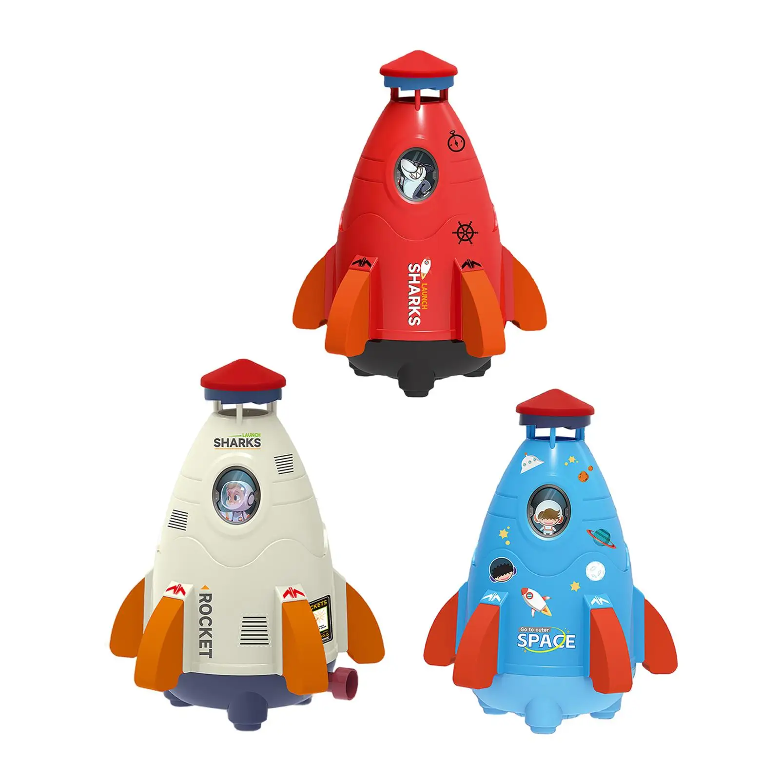 Spray Water Toy Garden Hose Toy Outdoor Water Toy Space Rocket Bathtub Toy Toddler Beach Pool Age3+