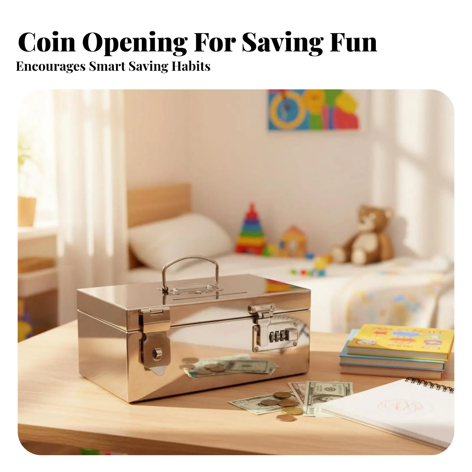 

fastening Coin Bank number fasten fasten currency Box fastenable Portable for Children, Kids, Office, Bedroom