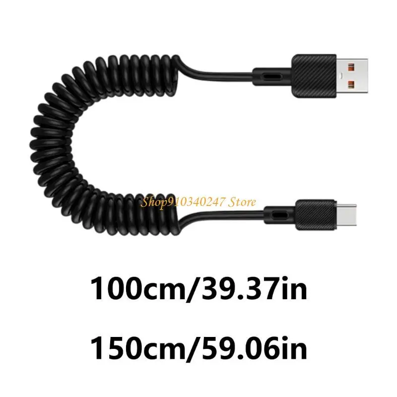 Q22A Spring Enrollado USB a USB C Cable datos Cable carga rápida Línea cable carga para oficinas domésticas